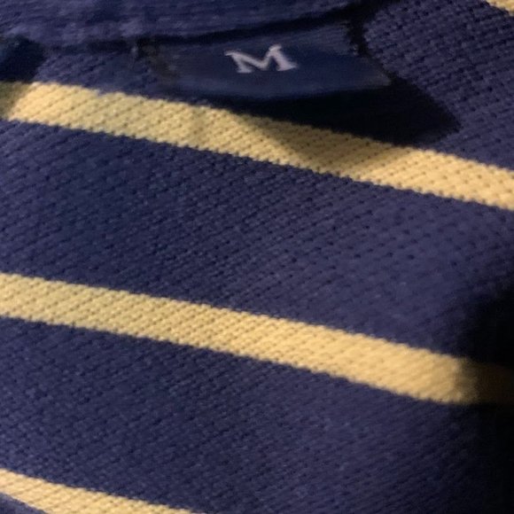 Polo Ralph Lauren Striped Navy Blue Yellow Short Sleeve Polo Shirt Mens Size M - Picture 5 of 6